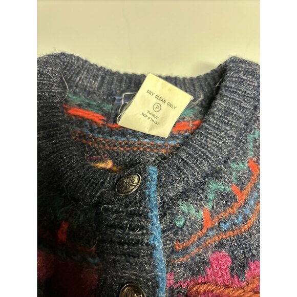 Woolrich Women’s Wool Mohair Cardigan Sweater Blue Purple Fair Isle Nordic M - Picture 5 of 8